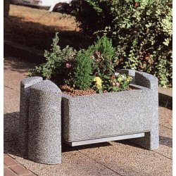 Jardinière rectangulaire Ellipse - béton 69L - 406kg - 105x70x57cm - support en acier galvanisé inclus
