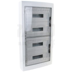 Tableau en saillie - porte plate transparente - 4x18 modules (72 modules) - IP40 - Dimensions 872×464×120mm