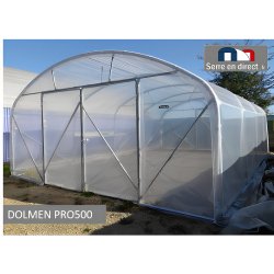Serre tunnel professionnelle en tube de 60 mm - l5.00 x h2.70 mètres - Dolmen pro 500