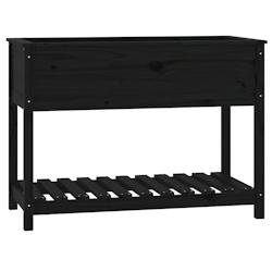 Helloshop26 - Jardinière bac lit surélevé plantes fleurs terrasse jardin avec étagère 111,5 x 54 x 81 cm bois massif de pin noir 02_0038388 - noi