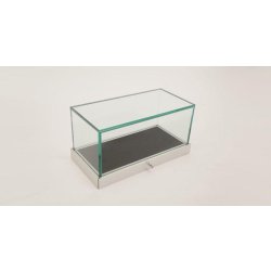 Vitrine d'exposition Vérone - cloche avec socle en aluminium et plancher en tissu gainé