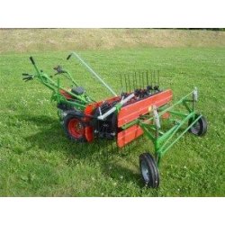Miky 120 - râteaux andaineurs pour motofaucheuses et motoculteurs - Molon Giovanni - largeur 1,20 m, roues pneumatiques et levier de direction