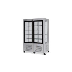 Vitrine réfrigérée positive 4 faces vitrées 800 litres 1/2 fixe + 1/2 tournante 2 portes - 800GLEDT