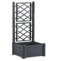 Stefanplast Jardinière Italia carrée avec dossier anthracite 43x43x142cm - matière synthétique 8003507801066