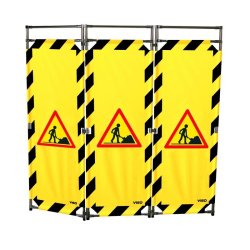 Barrière d'intervention 3 panneaux PVC ou Inox 304 - 1800 / INOX 304 / Chantier