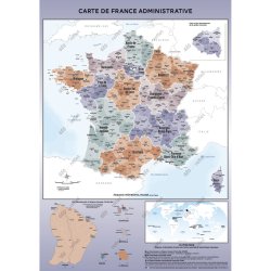 Carte de France administrative Aventurine - poster plastifié format A0 - Société Géo Reflet