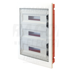 Tableau de distribution encastré - porte plane fumée - 3x18 (54 modules) - IP40 - Dimensions 655x440x90mm