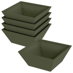 Helloshop26 - Lot de 5 cache-pots trapézoïdaux modernes jardin extérieur 40 x 40 x 15 cm en acier vert olive 02_0052375 - vert métal 3000237383232