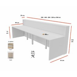 Bureau d'Accueil 2 Personnes LED Eira | Mobel Linea - 204, Non, Blanc/ chêne veiné