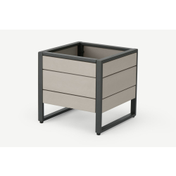Catania - grande jardinière d'extérieur en métal et bois composite polywood gris foncé - 40x40x40 cm