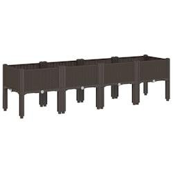 Helloshop26 - Jardinière bac lit surélevé plantes fleurs terrasse jardin avec pieds 160 x 40 x 42 cm PP marron 02_0038159 - marron 3000214118277