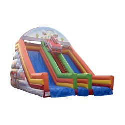 Les Pompiers | Double Toboggan gonflable camion pompier - Réf. TBG16 - 8x6x6m - Norme CE EN 14960
