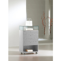 Vitrine comptoir capot verre 6/105BVA - gris - verre trempé et bois avec 4 tiroirs sécurisés et roulettes