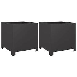 Helloshop26 - Jardinière bac lit surélevé plantes fleurs jardin terrasses lot de 2 40 x 40 x 40 cm acier noir 02_0038953 - noir acier 3000218033248