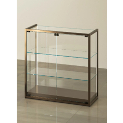 Vitrine TM/95BVA - Gold - Vitrine en verre d'exposition avec LED, serrure et tablettes réglables