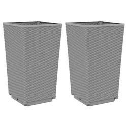 Helloshop26 - Jardinière bac lit surélevé plantes fleurs jardin terrasses lot de 2 clair 32,5 x 32,5 x 57 cm polypropylène gris 02_0039070 02_0039
