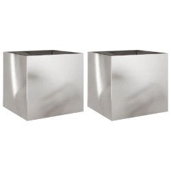 Helloshop26 - Jardinière bac lit surélevé plantes fleurs jardin terrasses lot de 2 argenté 42 x 40 x 39 cm acier inoxydable Argent 02_0039012 02_0