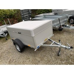 Remorque Humbaur Aluminium PTAC 750 Kg non freiné - 2100*1300*500 mm - Capot sécurisé étanche - Référence HA752113-5 + CAP