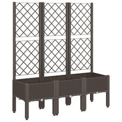 Helloshop26 - Jardinière bac lit surélevé plantes fleurs terrasse jardin avec treillis 120 x 40 x 142 cm PP marron 02_0038240 - marron 3000214187273