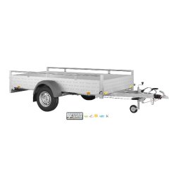 Remorque freinée aluminium - MCALU - DW150 - 1 essieu - PTAC : 1500 Kg - 255 x 153 cm - Référence : MCALU PRO DW150 - Saris