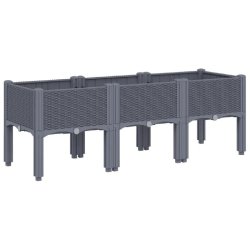Helloshop26 - Jardinière bac lit surélevé plantes fleurs terrasse jardin avec pieds 120 x 40 x 42 cm PP gris 02_0038150 - gris 3000214112688