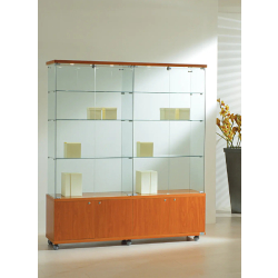 Vitrine d'exposition large 16/18LMVA - bois et verre - finition cerisier - dimensions 157x40x181 cm