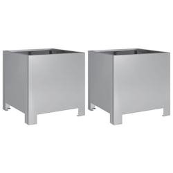 Helloshop26 - Jardinière bac lit surélevé plantes fleurs jardin terrasses lot de 2 30 x 30 x 30 cm acier galvanisé Argent 02_0038919 - acier 30002