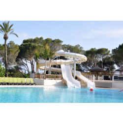Duo de toboggans aquatiques Polin Waterparks - multipistes et tubulaire à effets lumineux, arrivée bassin