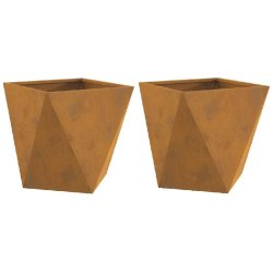 Helloshop26 - Lot de 2 jardinières carrées 40 x 40 x 40 cm idéal extérieur chic ambiance moderne en acier rouillé 02_0053075 02_0053075 - acier 3