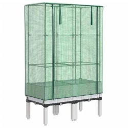 Helloshop26 - Jardinière bac lit surélevé plantes fleurs terrasse jardin surélevée avec housse aspect rotin 80 x 40 x 140 cm blanc 02_0038795 - b