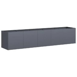 Helloshop26 - Jardinière rectangulaire moderne pour jardin balcon 200 x 40 x 40 cm avec fond ouvert esthétique en acier laminé à froid anthracite
