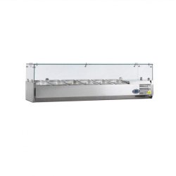 Vitrine inox réfrigérée positive 54 Litres, 6 x GN 1/3 (P)150 mm, à poser, 112 W, 220 V - MONO