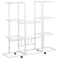Helloshop26 - Jardinière avec roues design modulable salon jardin 94 x 24 x 91 cm en fer blanc 02_0047088 - blanc 3000234588180