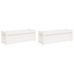 Helloshop26 - Jardinière bac lit surélevé plantes fleurs jardin terrasses lot de 2 bois de pin massif blanc - blanc Bois massif 3000217987962