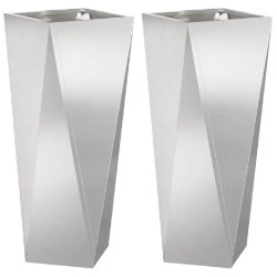 Helloshop26 - Lot de 2 jardinières modernes extérieures 30 x 30 x 75 cm en acier inoxydable argent - inox 3000237706390