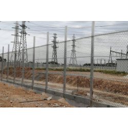 Clôture grillagée type EDF - poteaux aluminium - soubassement en palplanche - Deurrieu Travaux Publics