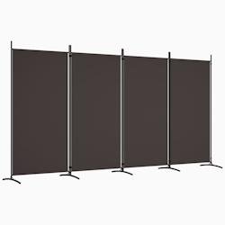 Décoshop26 - Séparateur de pièce cloison 4 panneaux 346 x 180 cm tissu brun et fer DEC030878 - 3000258173102
