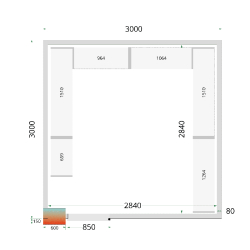 Chambre froide positive  (LxPxH) TEFCOLD CRPF3030WD