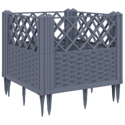 Helloshop26 - Jardinière bac lit surélevé plantes fleurs terrasse jardin avec piquets 43,5 x 43,5 x 43,5 cm PP gris 02_0038202 - gris 3000214130187