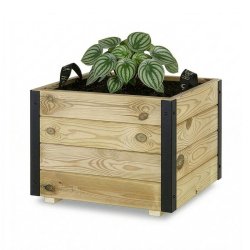 HORTALIA Jardinière Extérieure en Bois avec Renfort en Aluminium PUN – Terrasse, Jardin ou Balcon – 50x50x40 cm - marron Bois manufacturé 700108-AL40