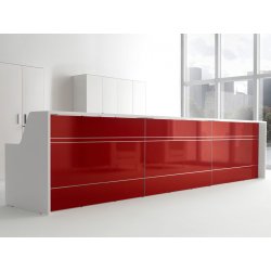 Banque d'accueil d'angle modulaire, idéale pour les espaces d'accueil professionnels - QUADRA