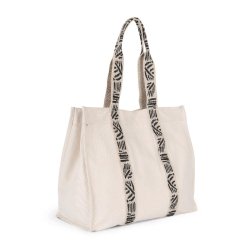 Grand sac shopping recyclé à soufflet - Kimood - 67% coton recyclé - Poche zippée - Réf: KINS114