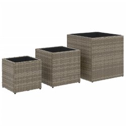 Helloshop26 - Jardinière bac lit surélevé plantes fleurs jardin terrasses d'extérieur 3 pcs résine tressée gris 02_0038885 - gris acier 3000218087562