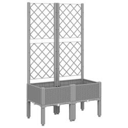 Helloshop26 - Jardinière bac lit surélevé plantes fleurs terrasse jardin avec treillis clair 80 x 40 x 142 cm PP gris 02_0038362 - gris 3000214185354