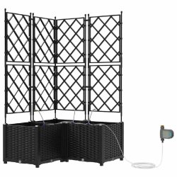 Helloshop26 - Lot de 3 cache-pots de jardin avec système d'irrigation moderne épuré 80 x 80 x 142 cm en acier noir 02_0058552 - noir acier 30002406