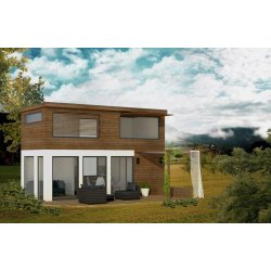 Kube - studio de jardin en bois avec mezzanine - Quadrapol - 26m² habitables avec terrasse en mélèze