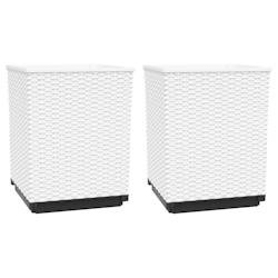 Helloshop26 - Jardinière bac lit surélevé plantes fleurs jardin terrasses lot de 2 30 x 30 x 37 cm polypropylène blanc 02_0038923 - blanc 30002179