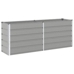 Helloshop26 - Jardinière rectangulaire moderne polyvalente usage extérieur 195 x 50 x 77 cm en acier galvanisé gris clair 02_0059199 - gris acier 3