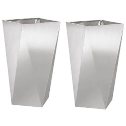 Helloshop26 - Lot de 2 jardinières modernes 40 x 40 x 75 cm pour extérieur jardin terrasse en acier inoxydable argent 02_0053029 02_0053029 - inox 3