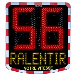 Radar pédagogique, caractères de 40 cm de hauteur, alimentation : solaire ou éclairage public